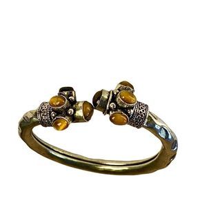 Tiger's Eye Jasper Gemstones in a Handcrafted Silver Bracelet